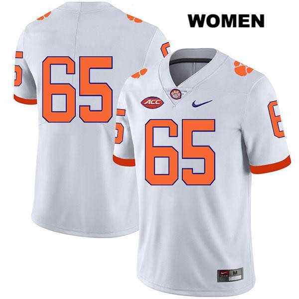 Women's Clemson Tigers #65 Matt Bockhorst Stitched White Legend Authentic Nike No Name NCAA College Football Jersey BMT7146CH